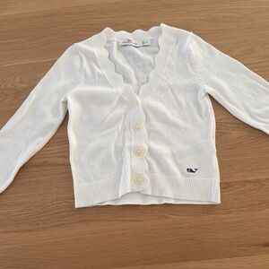 3T Vineyard Vines White Scalloped Button Cardigan